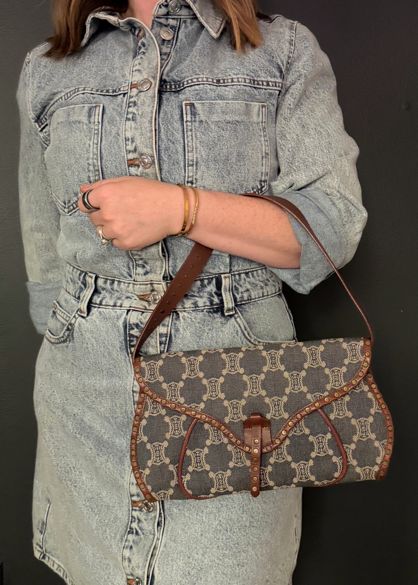 CELINE DENIM TRIOMPHE SHOULDER BAG