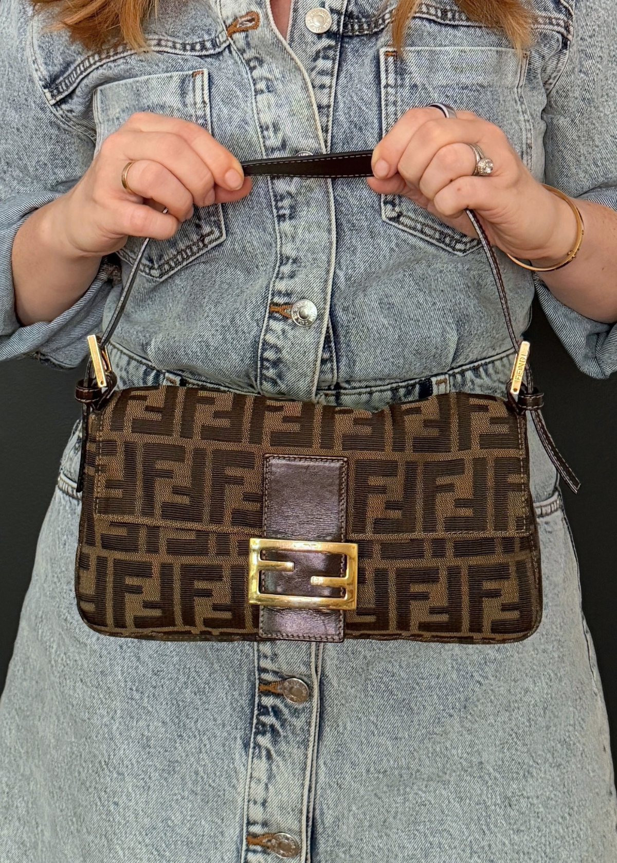 RARE FENDI ZUCCA BAGUETTE with GOLD HARDWARE