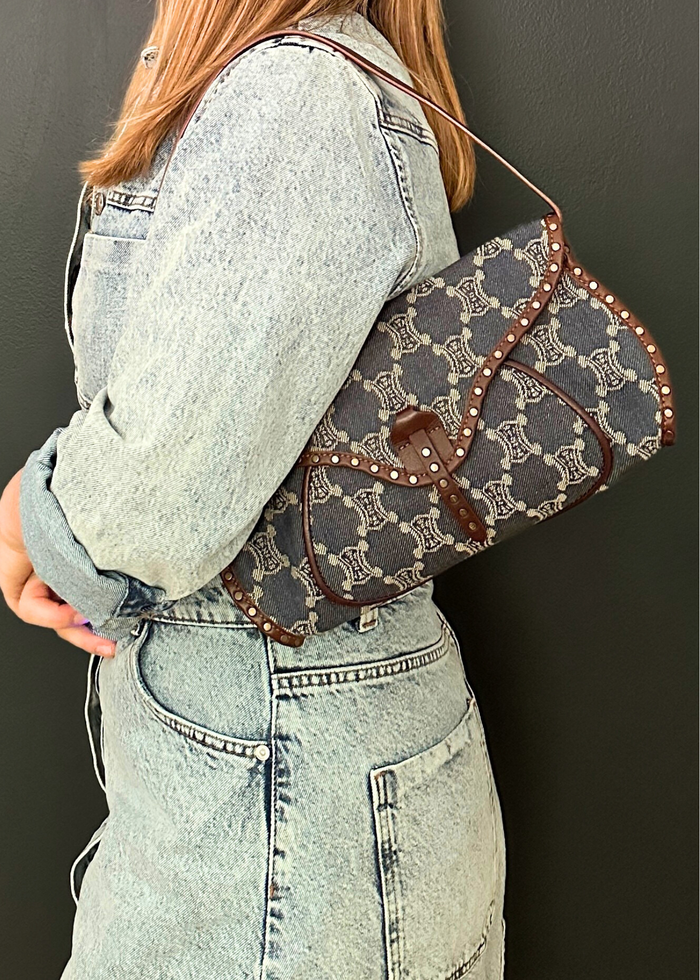CELINE DENIM TRIOMPHE SHOULDER BAG
