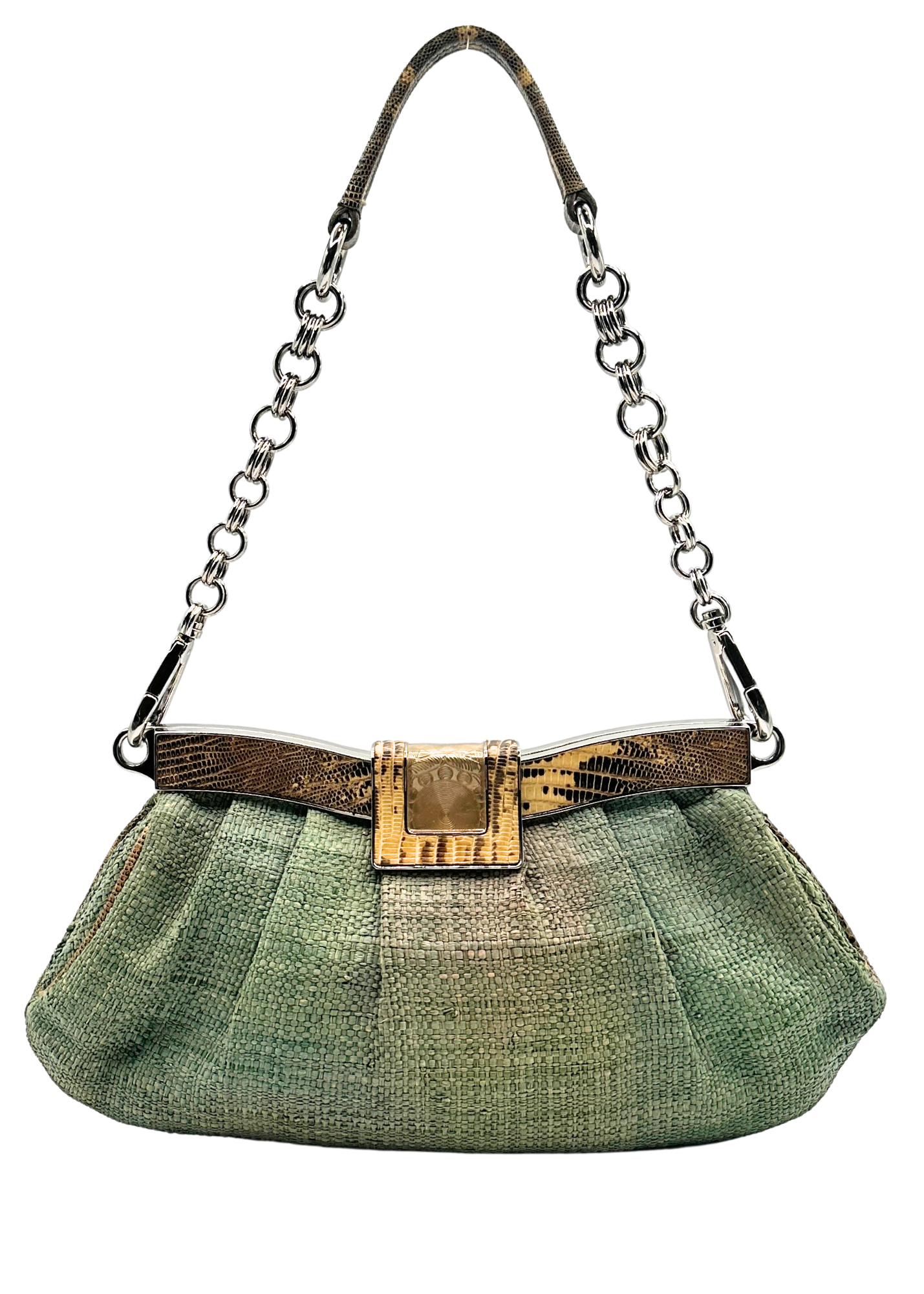 PRADA RAFFIA & LIZARD BAG