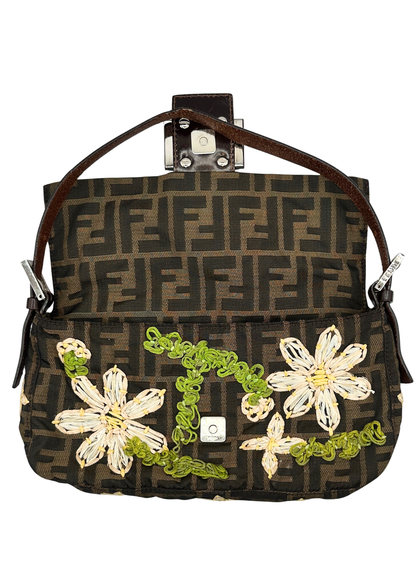 FENDI ZUCCA FLOWER BAGUETTE