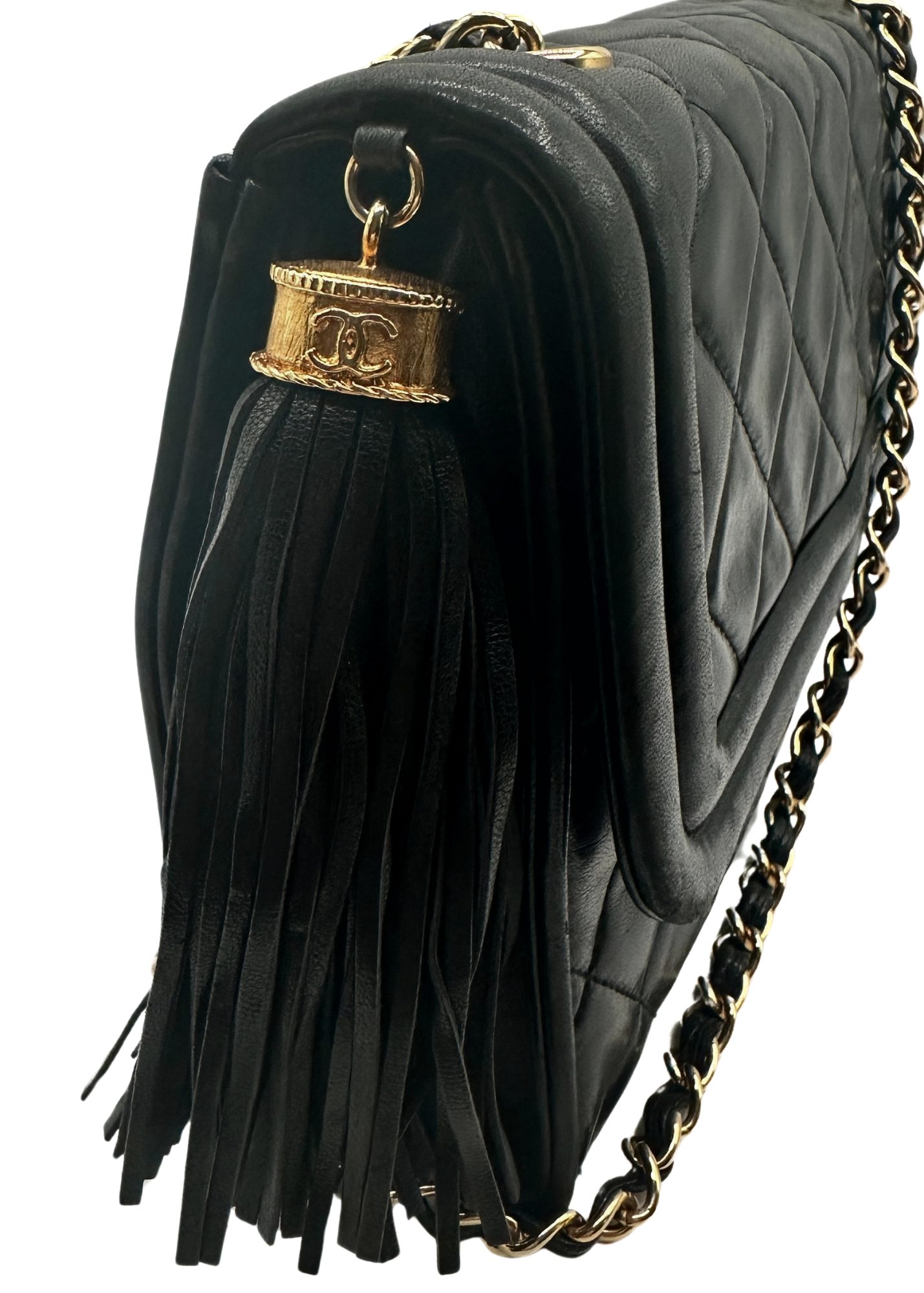 CHANEL LAMBSKIN TASSEL FLAP BAG