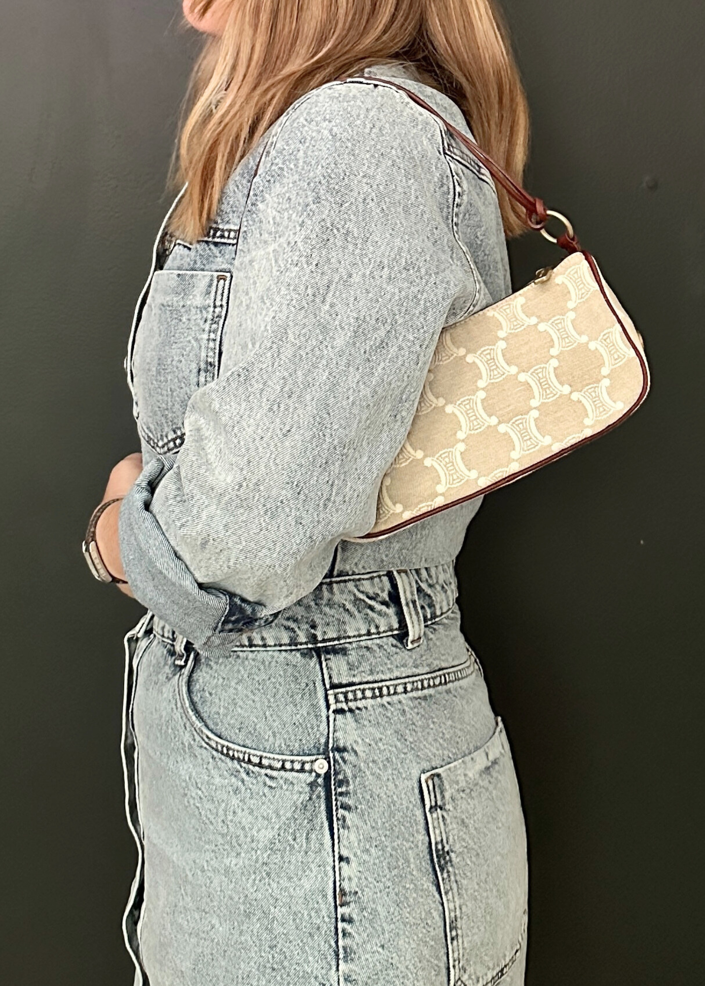 CelineCanvasTriomphePochetteTryOn2