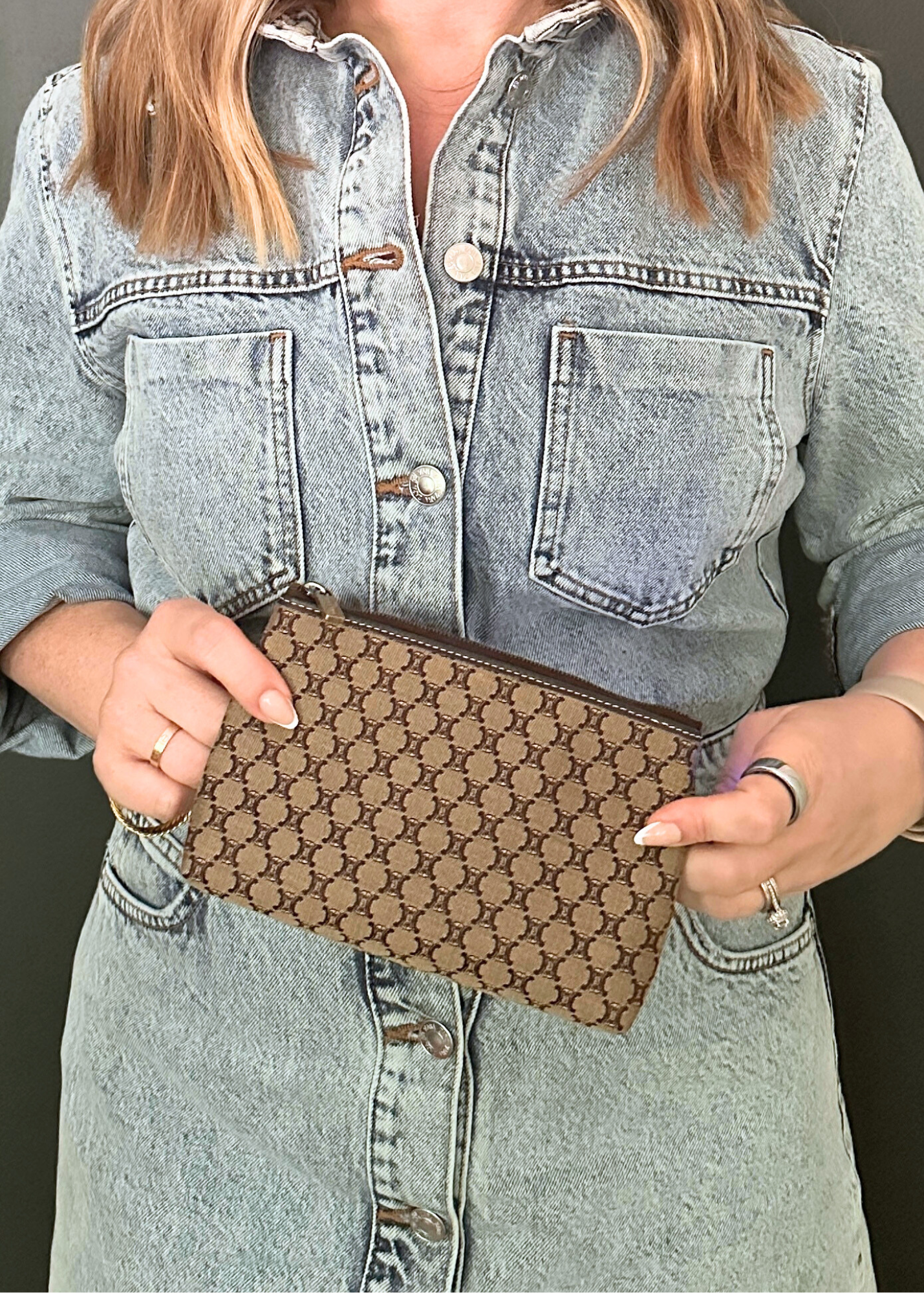 Celine Triomphe Macadam Pouch Brown