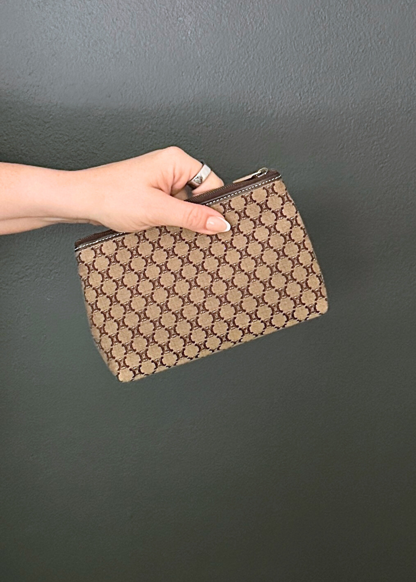 Celine Triomphe Macadam Pouch Brown