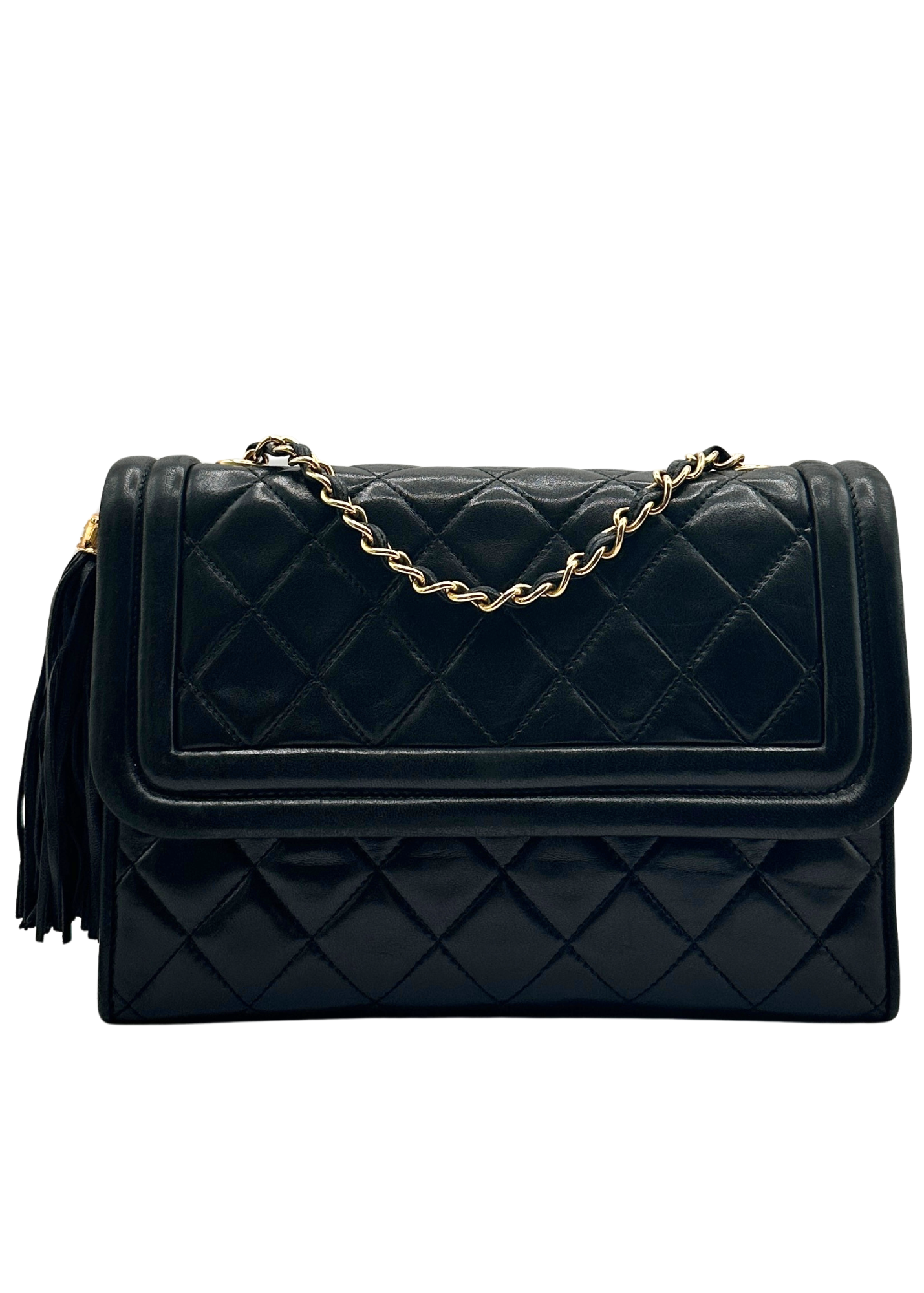 CHANEL LAMBSKIN TASSEL FLAP BAG