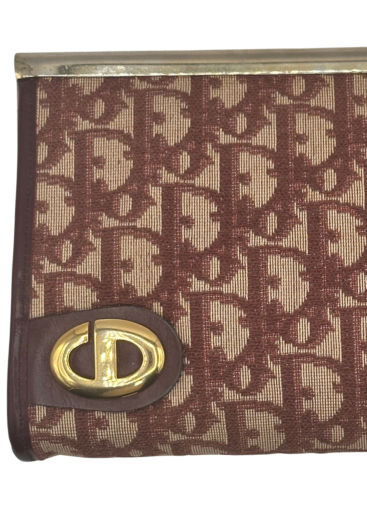 Dior Burgundy Trotter Clutch Logo