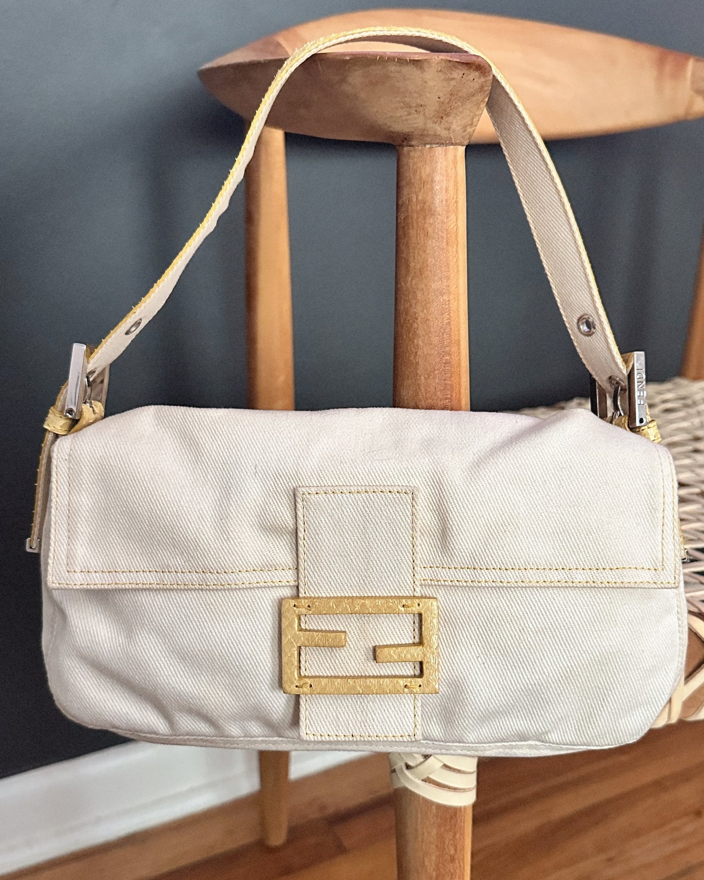 FENDI PYTHON & DENIM BAGUETTE