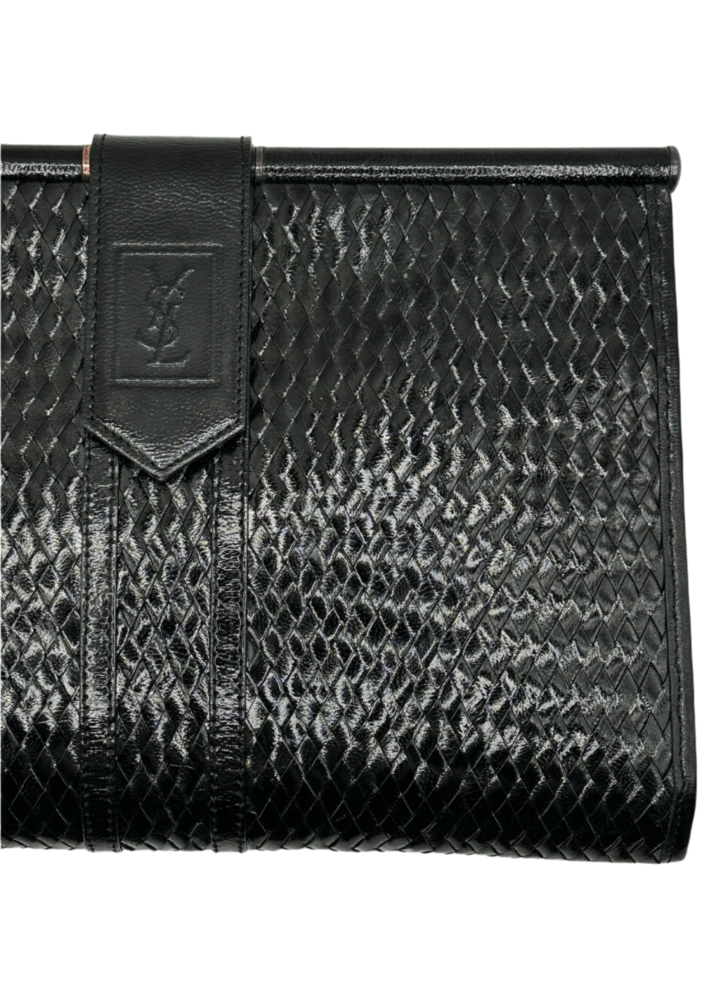 Yves Saint Laurent Woven Black Leather Clutch