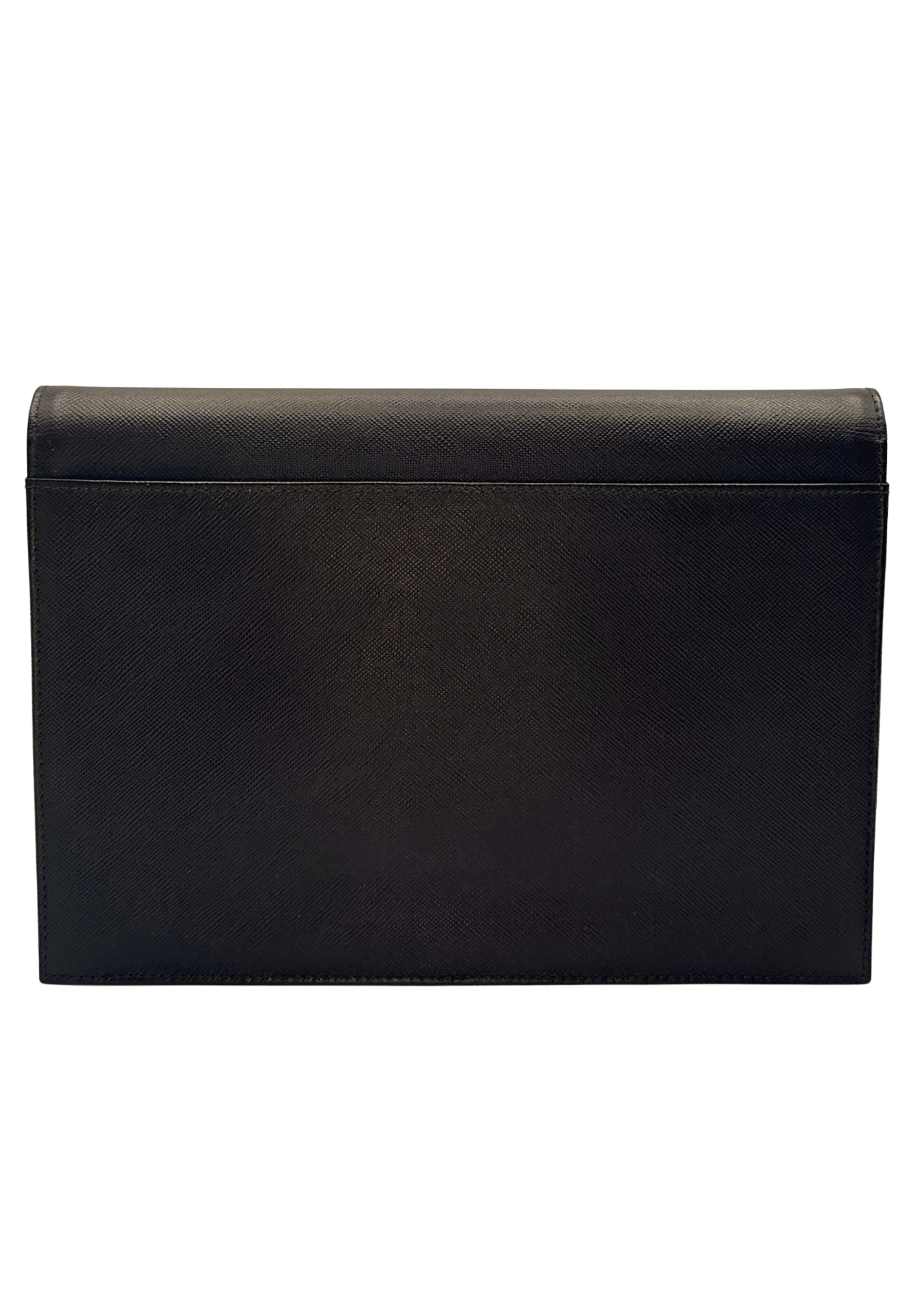 Brown YSL leather clutch back