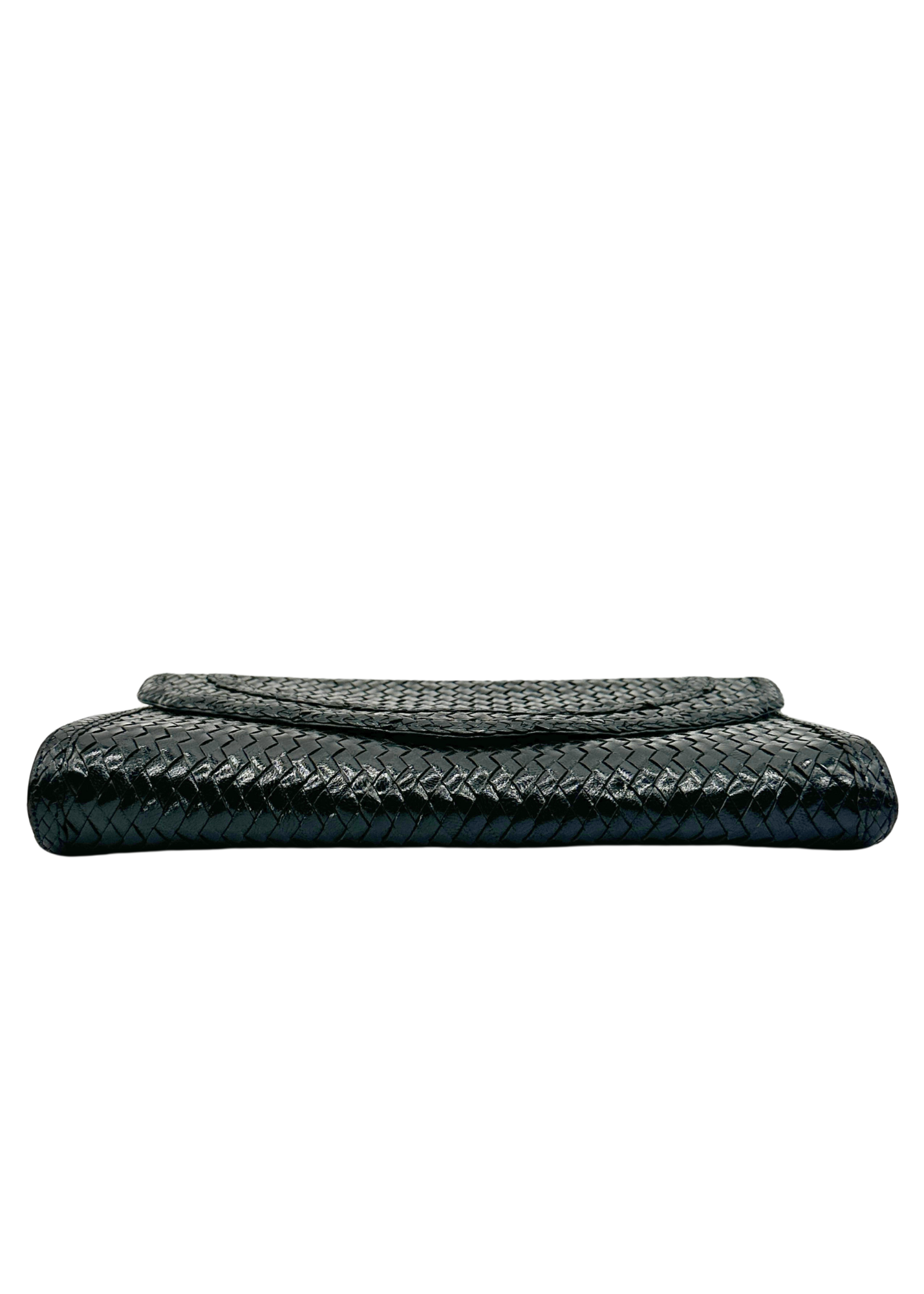 Yves Saint Laurent Patent Leather Woven Clutch Black