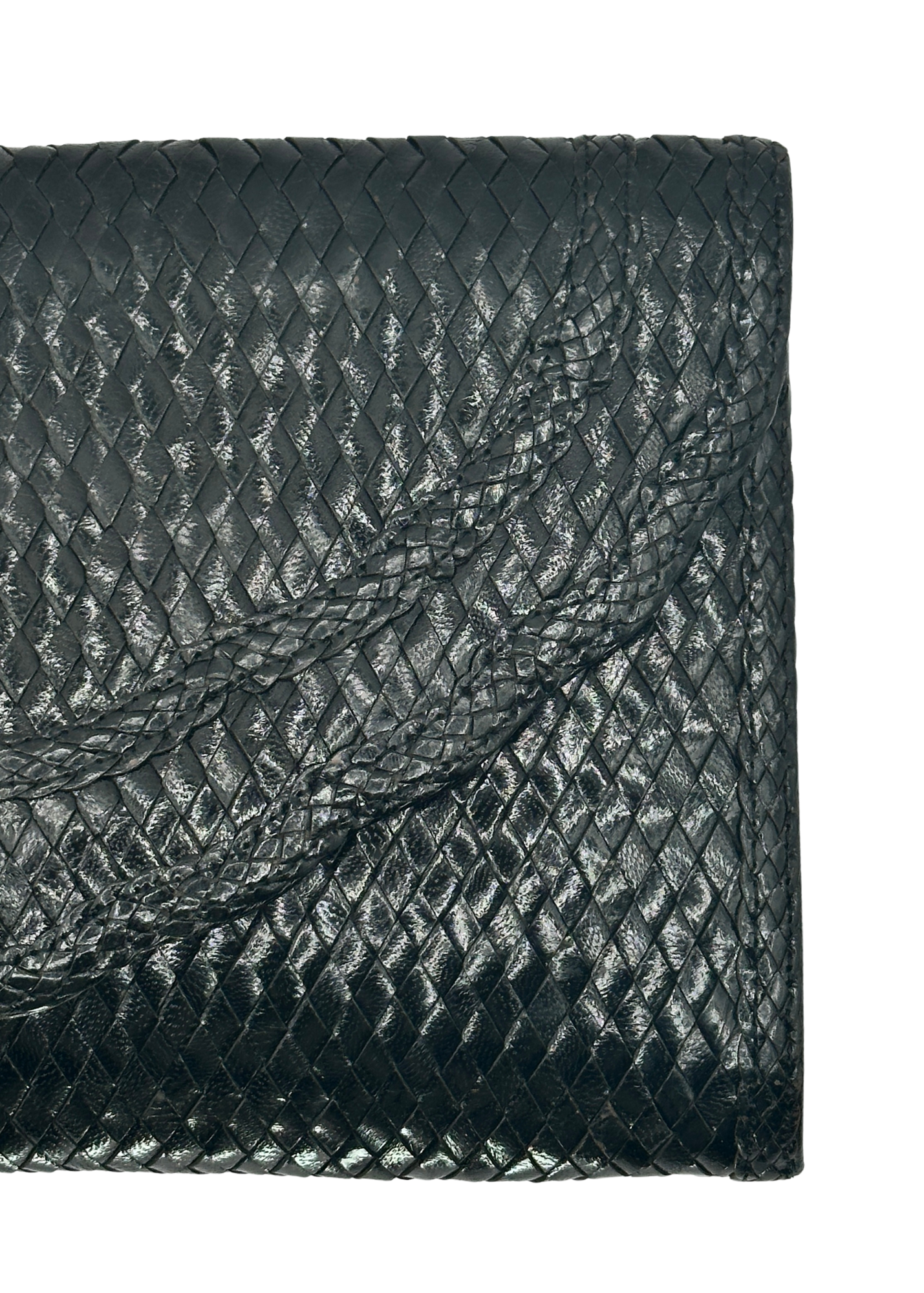 Yves Saint Laurent Patent Leather Woven Clutch Black