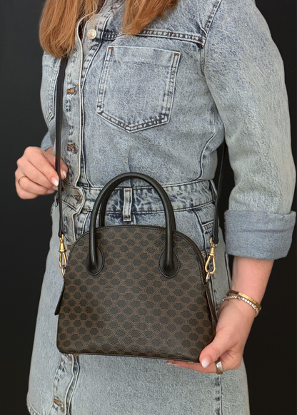 RARE CELINE MACADAM TOP HANDLE CROSSBODY BAG
