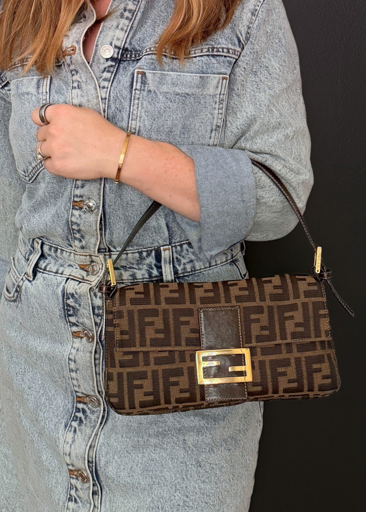 RARE FENDI ZUCCA BAGUETTE with GOLD HARDWARE