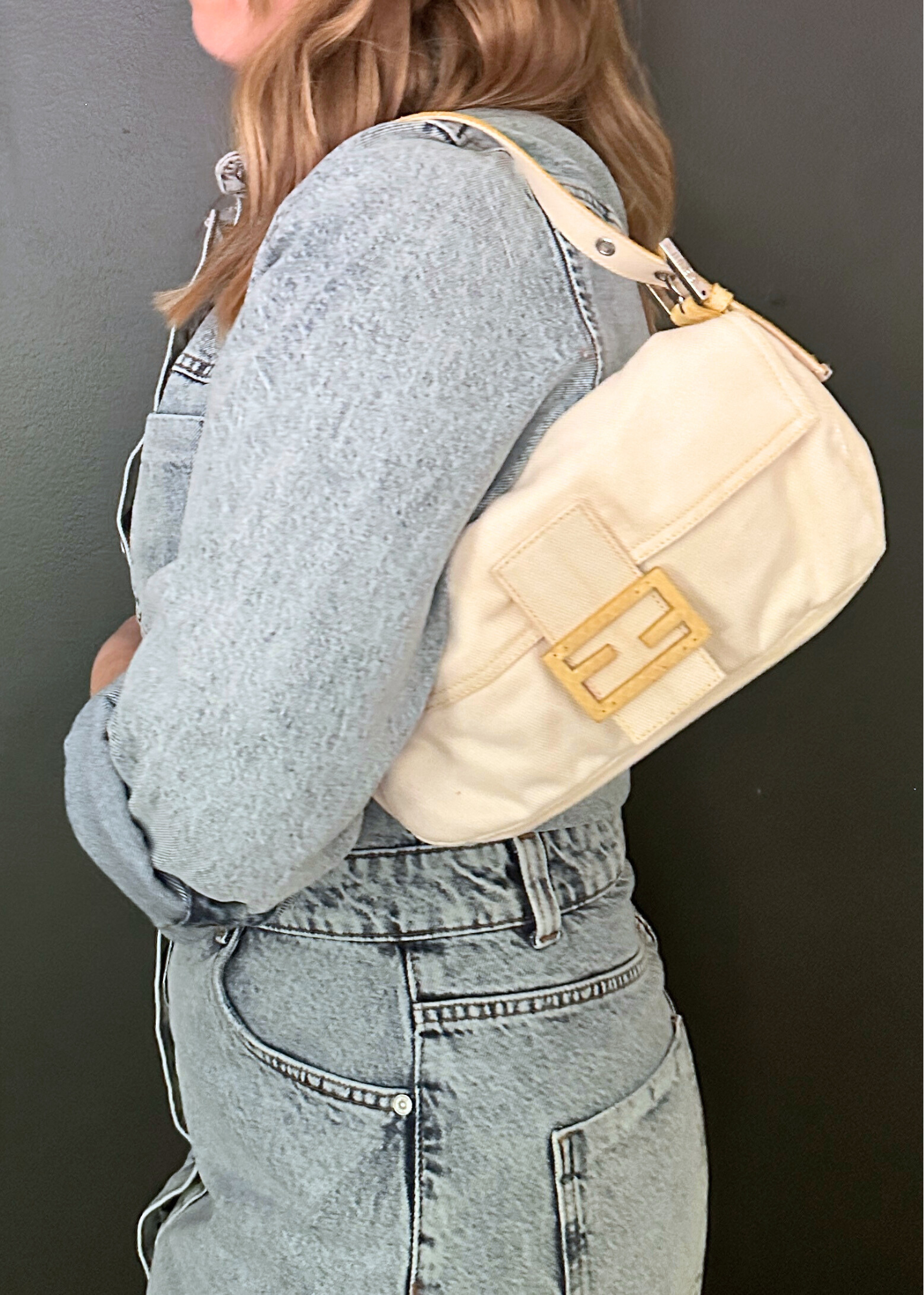 FENDI PYTHON & DENIM BAGUETTE