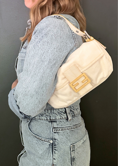 FENDI PYTHON & DENIM BAGUETTE