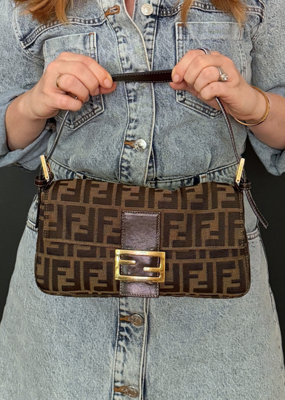 RARE FENDI ZUCCA BAGUETTE with GOLD HARDWARE