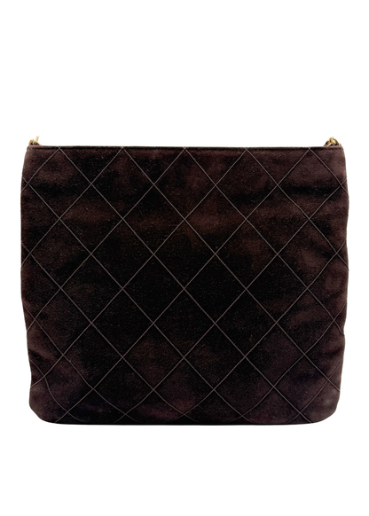 CHANEL SUEDE MATELASSÉ CROSSBODY BAG Back