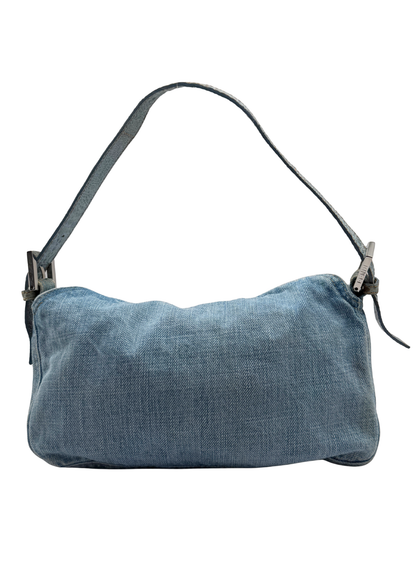 RARE FENDI DENIM & OSTRICH MAMA BAGUETTE