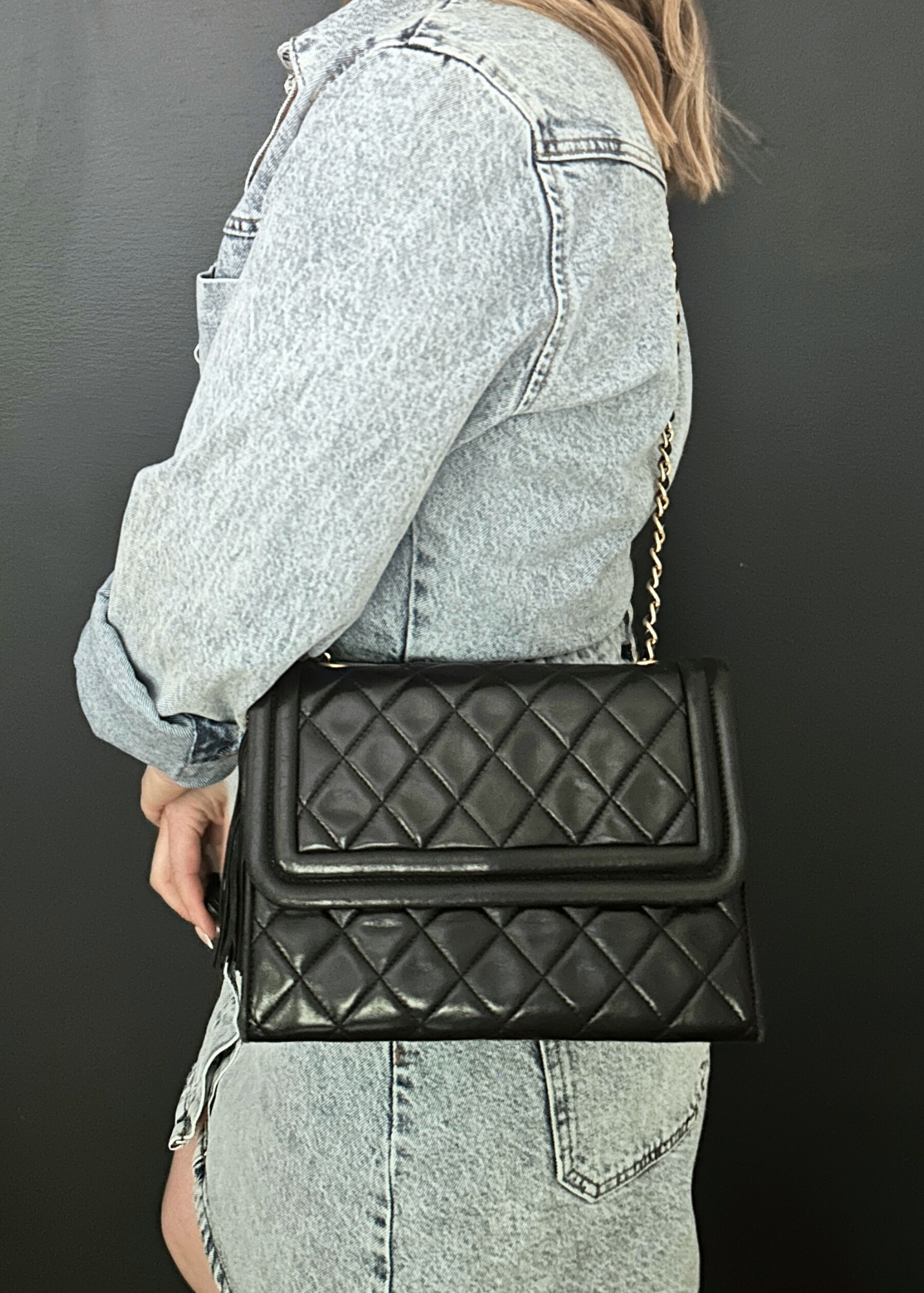 CHANEL LAMBSKIN TASSEL FLAP BAG