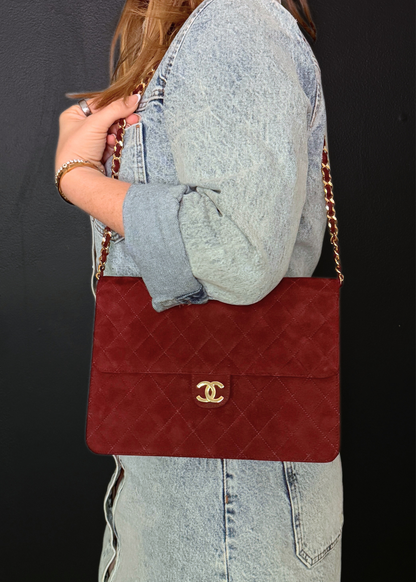 CHANEL SUEDE MATLASSÉ SINGLE FLAP BAG