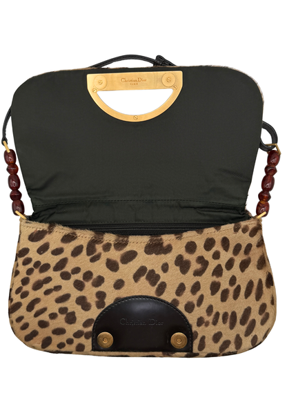 CHRISTIAN DIOR RARE VINTAGE LEOPARD PONYHAIR MALICE Interior Flap