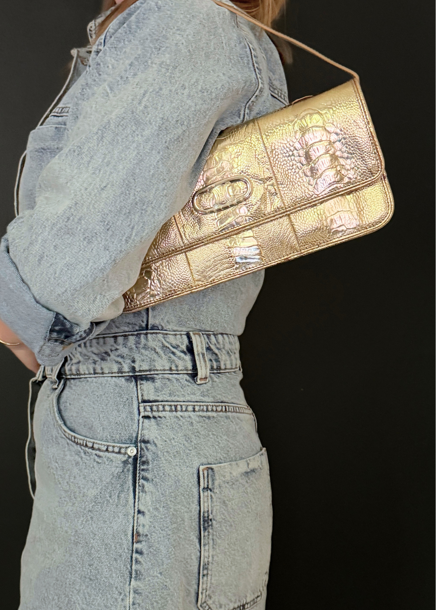 CELINE CROCODILE CLUTCH & SHOULDER BAG