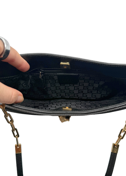 GUCCI TIGER HEAD SUEDE BAG