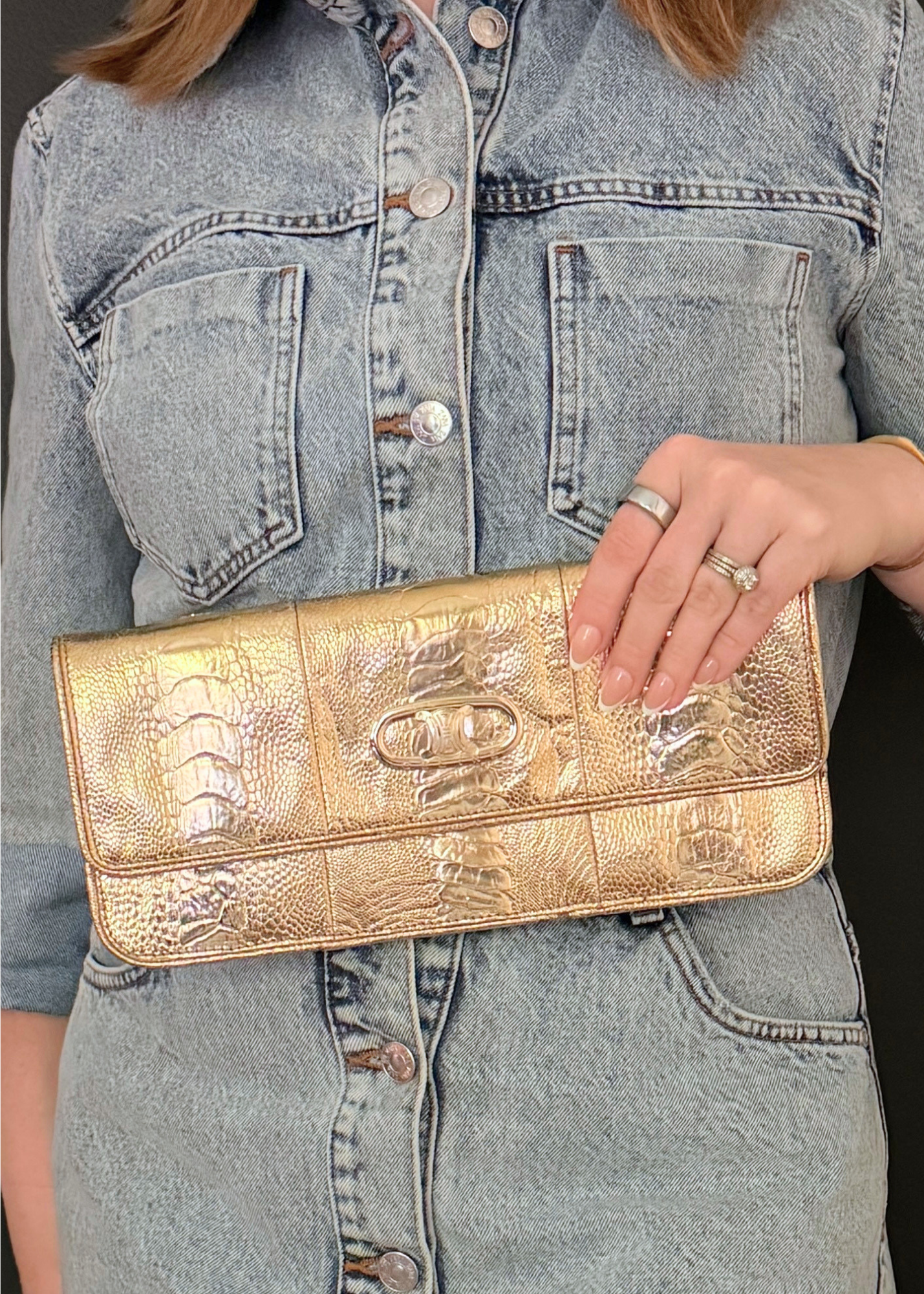 CELINE CROCODILE CLUTCH & SHOULDER BAG