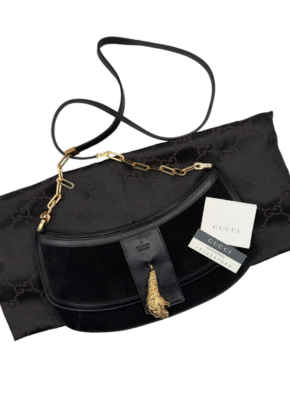 GUCCI TIGER HEAD SUEDE BAG
