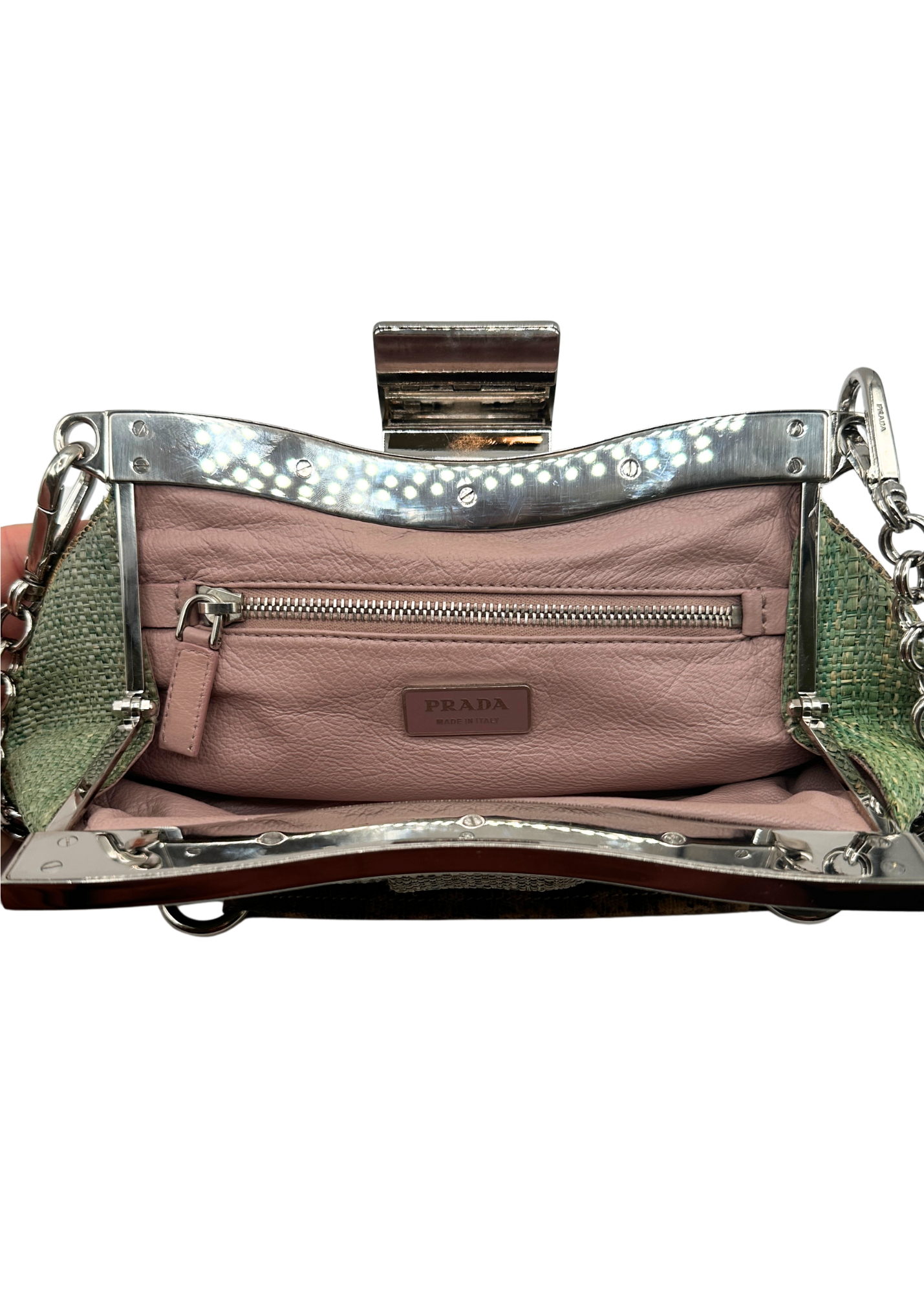 PRADA RAFFIA & LIZARD BAG