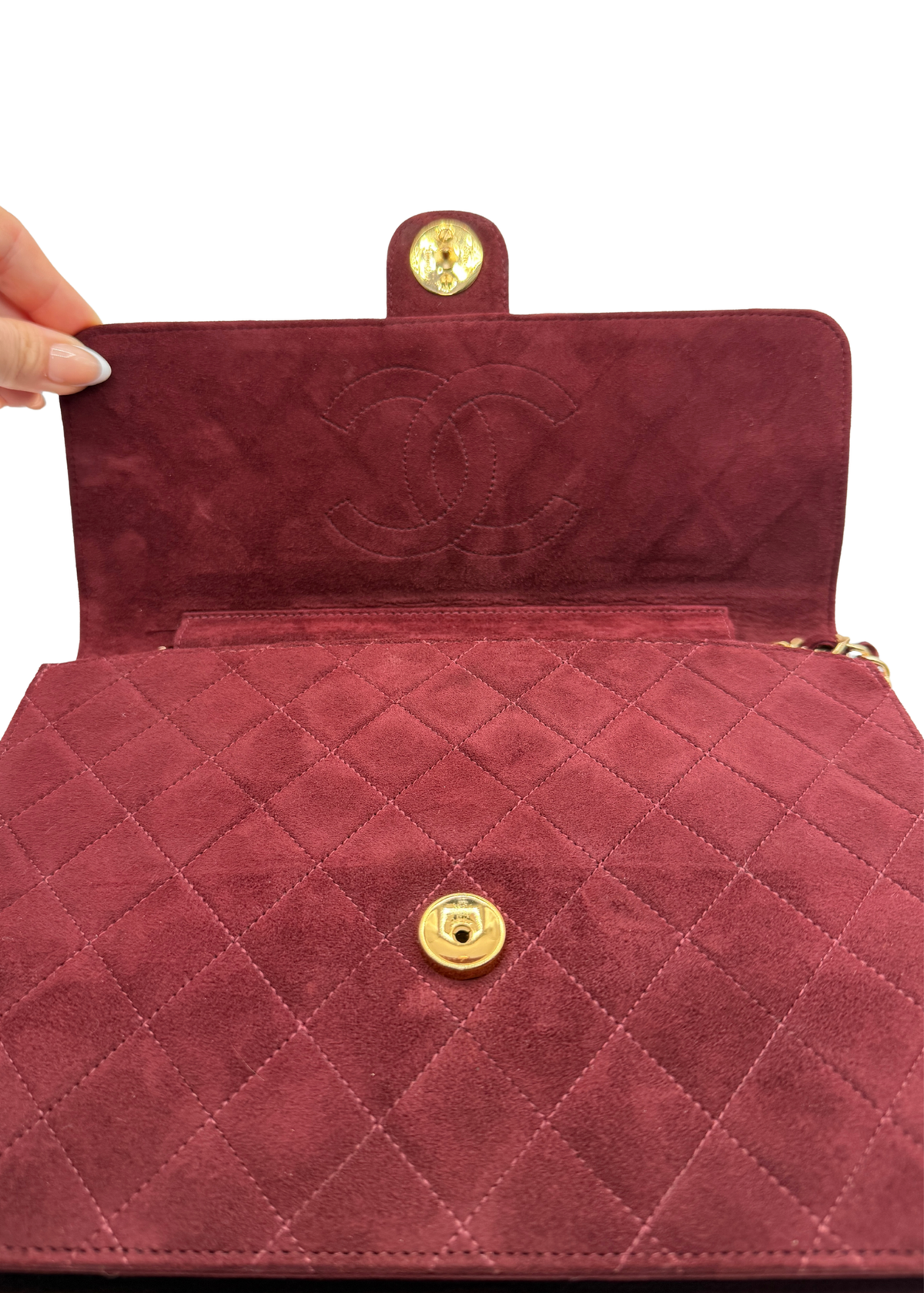 CHANEL SUEDE MATLASSÉ SINGLE FLAP BAG