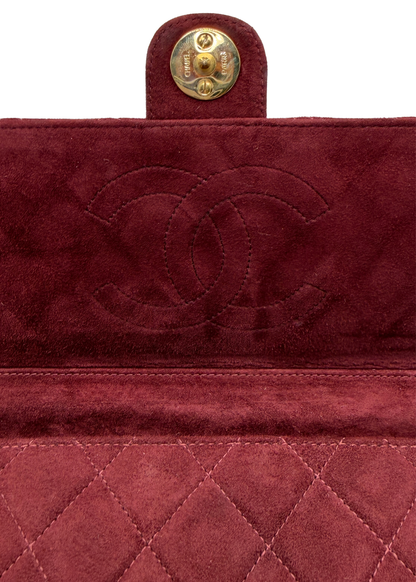 CHANEL SUEDE MATLASSÉ SINGLE FLAP BAG