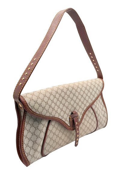 A Celine cream and tan triomphe shoulder bag