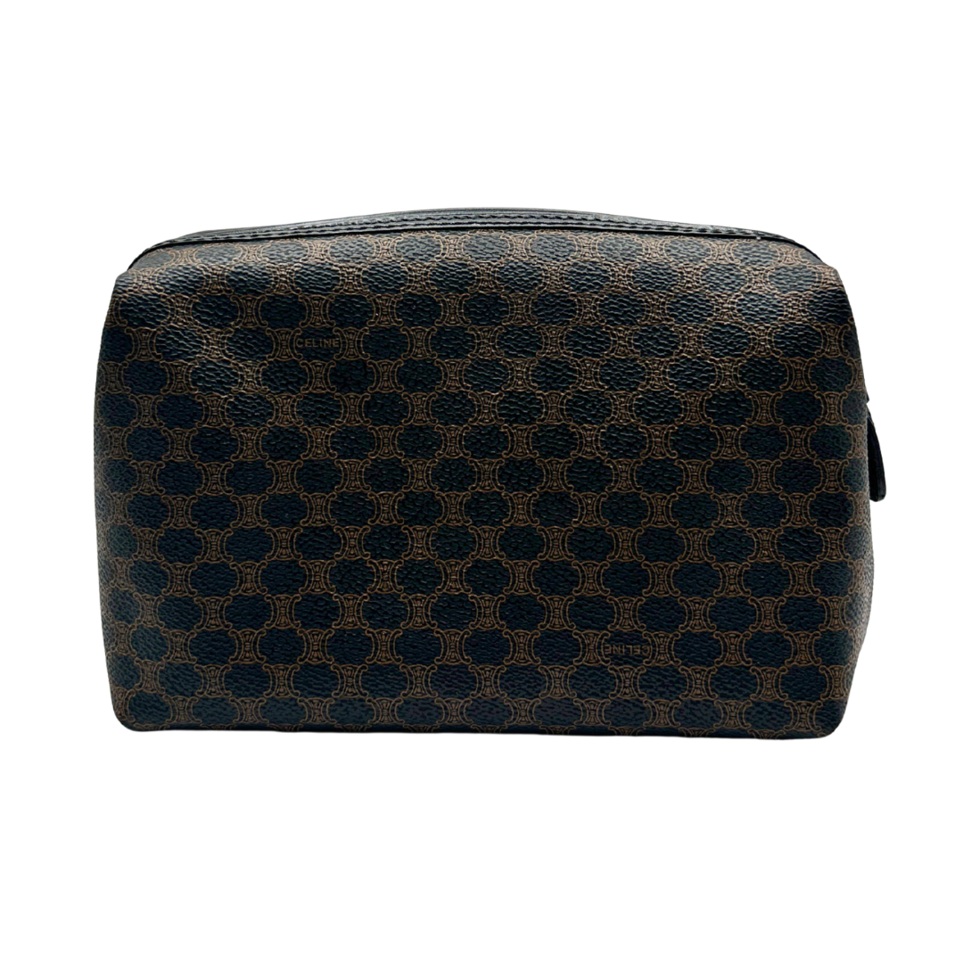 Patterned Celine toiletry bag on a white background