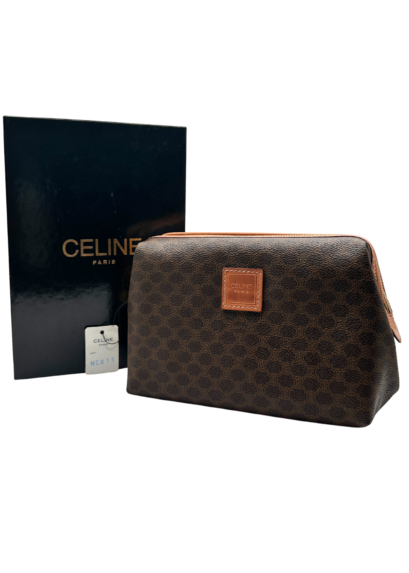 Celine handbag with a matching box on a white background