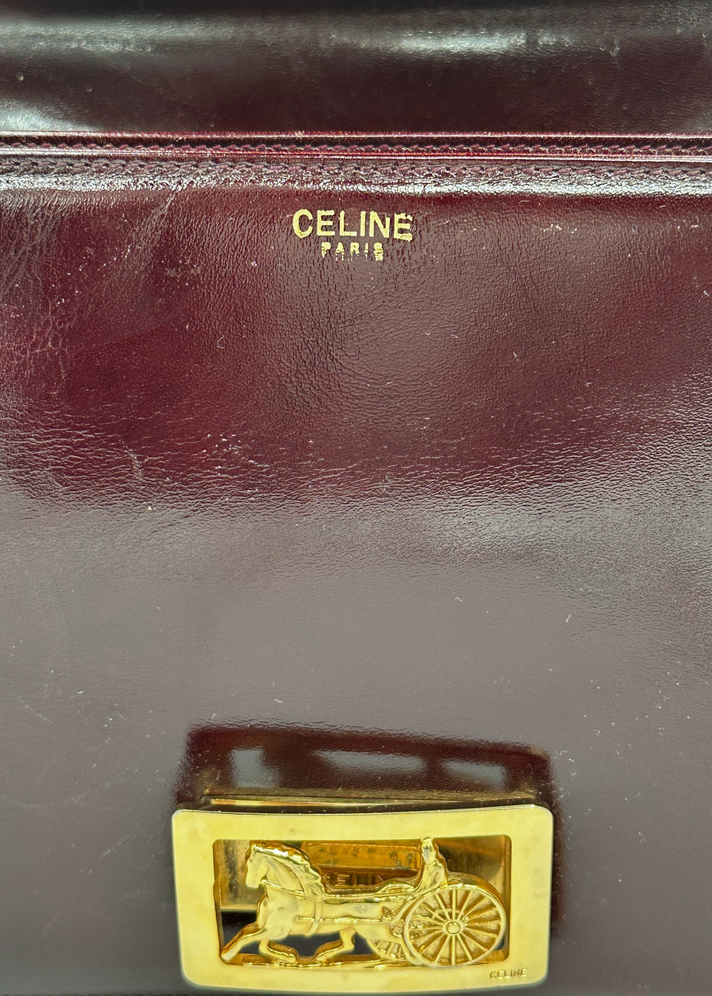 Celine Carriage Burgundy Shoulder Bag Vintage