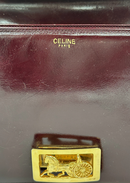 Celine Carriage Burgundy Shoulder Bag Vintage