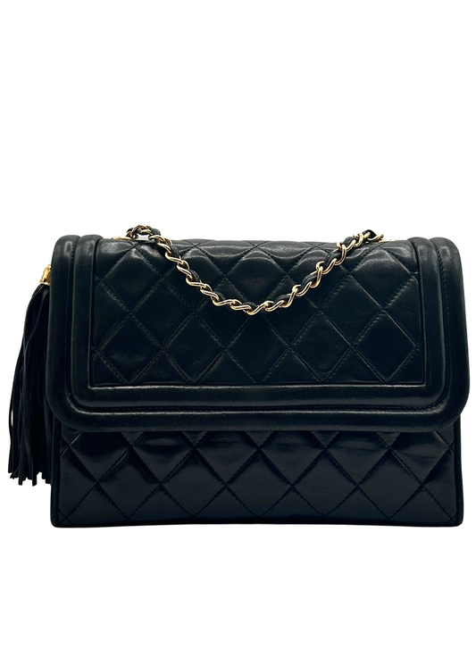 CHANEL LAMBSKIN TASSEL FLAP BAG