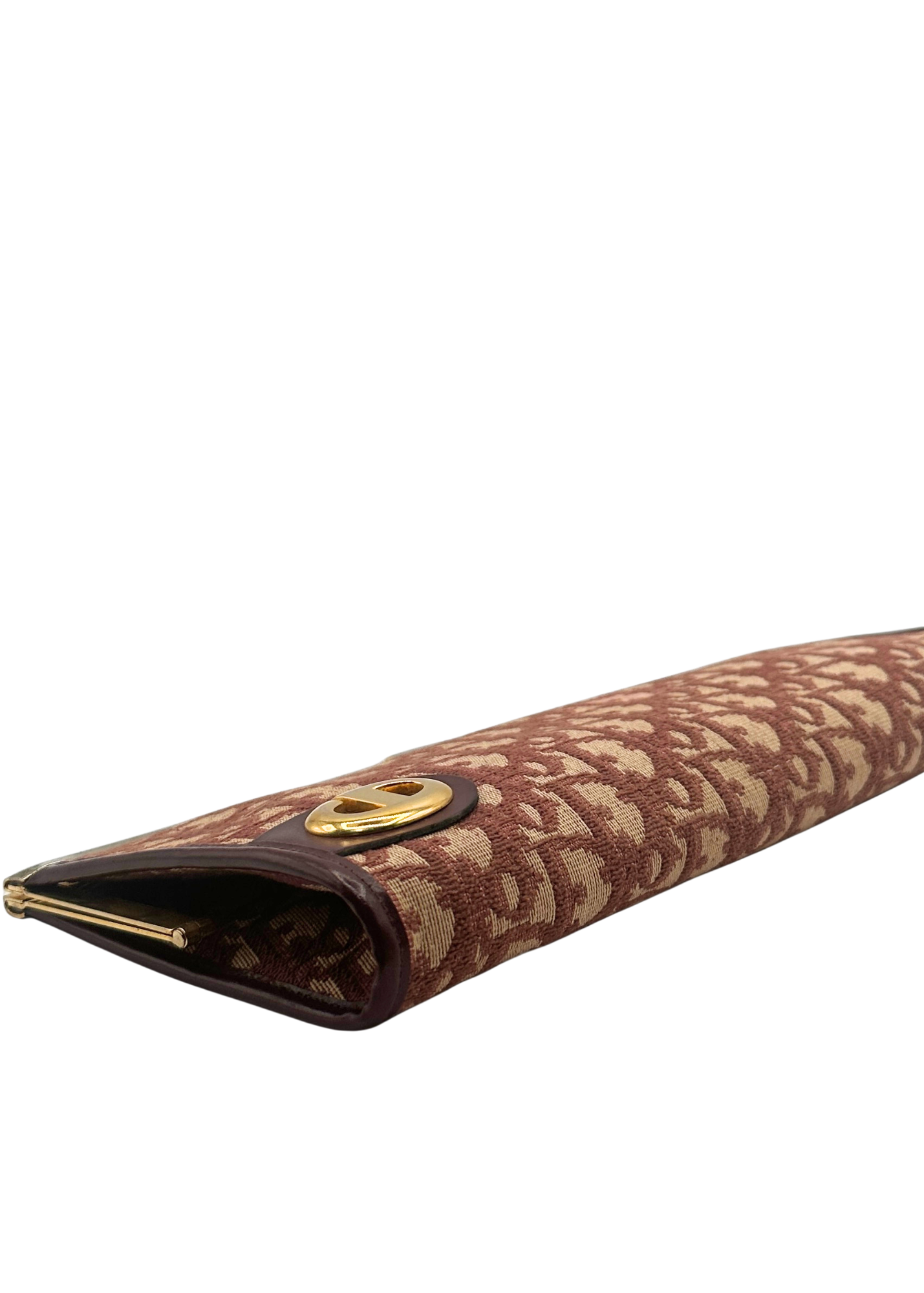 Dior Burgundy Trotter Clutch Gold Hardware