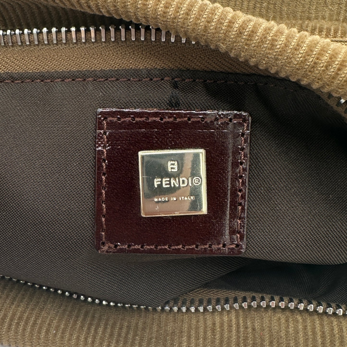 Fendi Corduroy Inside Silver Plate Logo