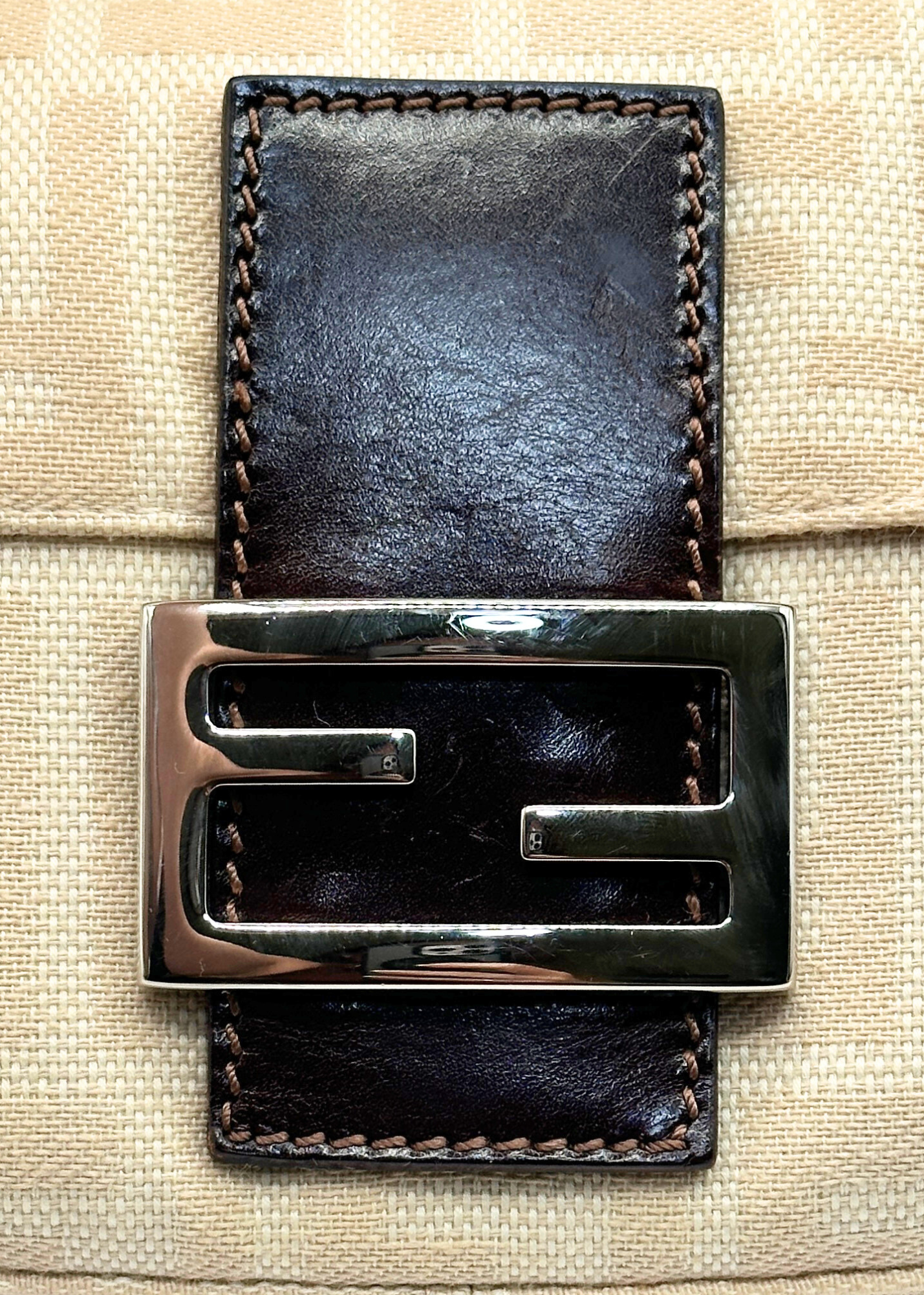 Fendi silver hardware logo bag closure