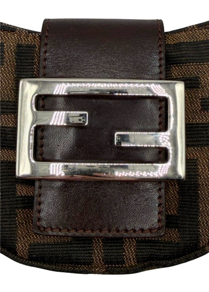Close up of Fendi Mini Croissant Baguette FF Logo Plate 