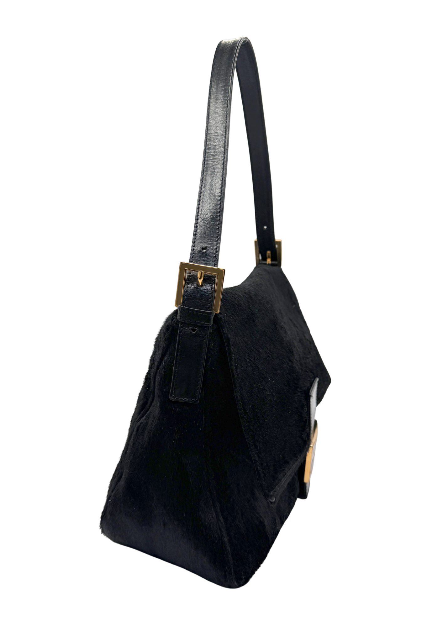 Vintage black fendi ponyhair mamma baguette with gold hardware