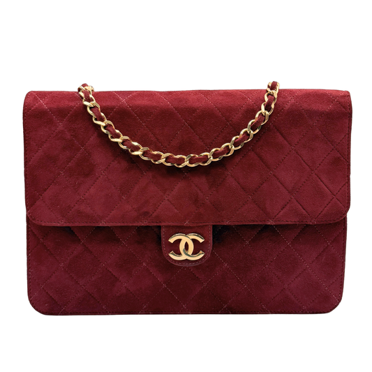 CHANEL SUEDE MATLASSÉ SINGLE FLAP BAG