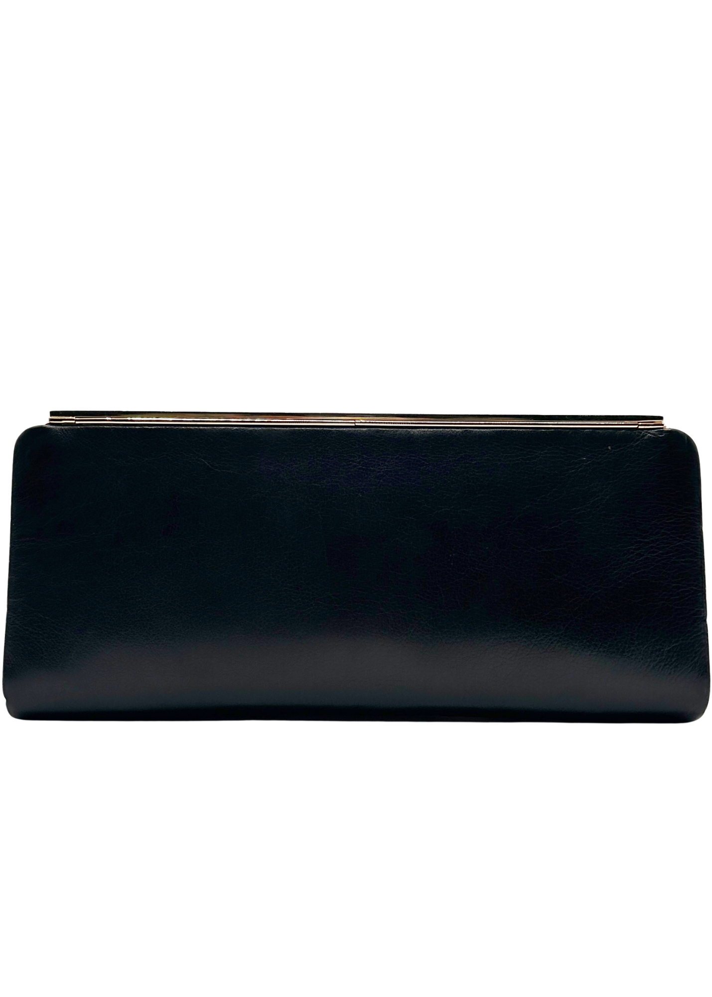 Black Gucci clutch bag on a white background