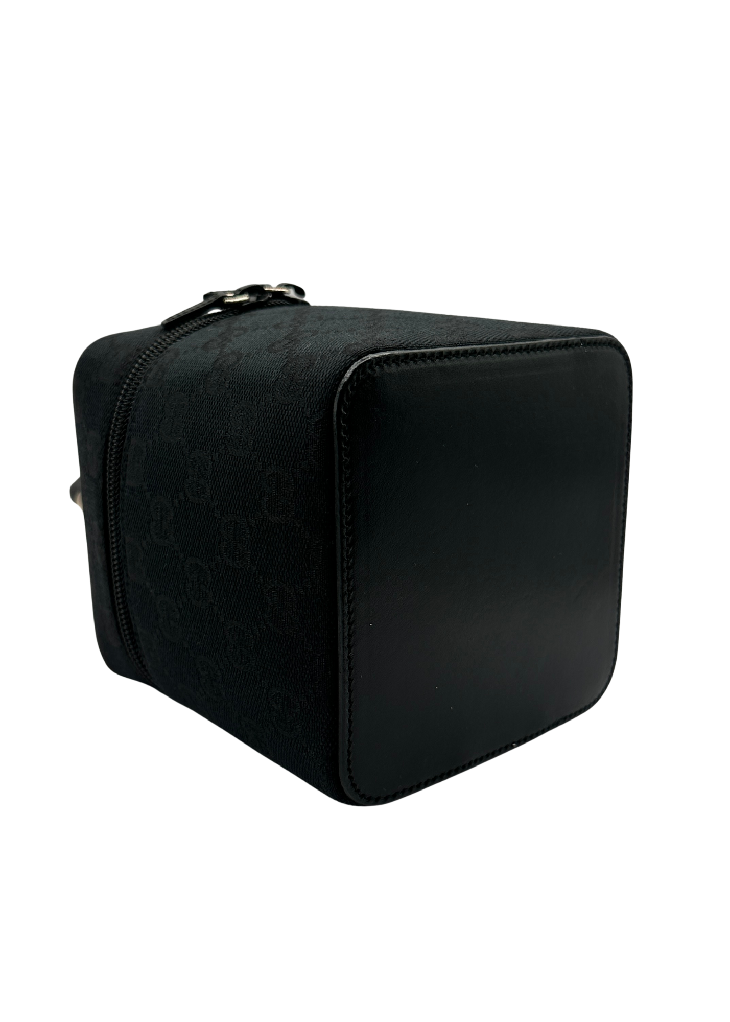 Black cube-shaped bag on a white background