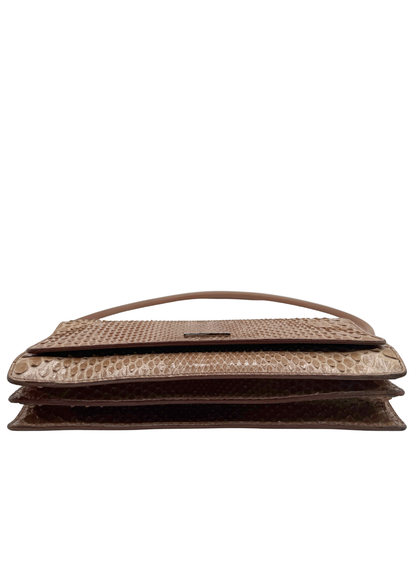 Brown and tan python textured vintage Gucci bag on a white background