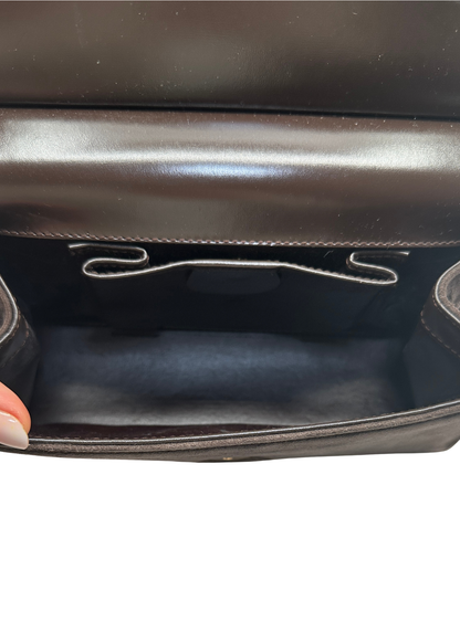 Interior of Gucci Suede Flap Leather Handbag
