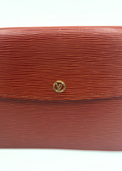 Louis Vuitton Cognac Epi Clutch Logo